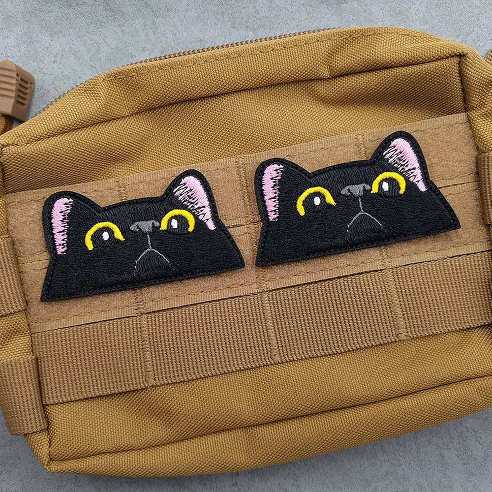 1Pc Cartoon Cat Head Embroidery Patch Fabric Coat Jeans Hats Bags DIY Accessories Iron On Badge Patches Handmade Stickers Repair