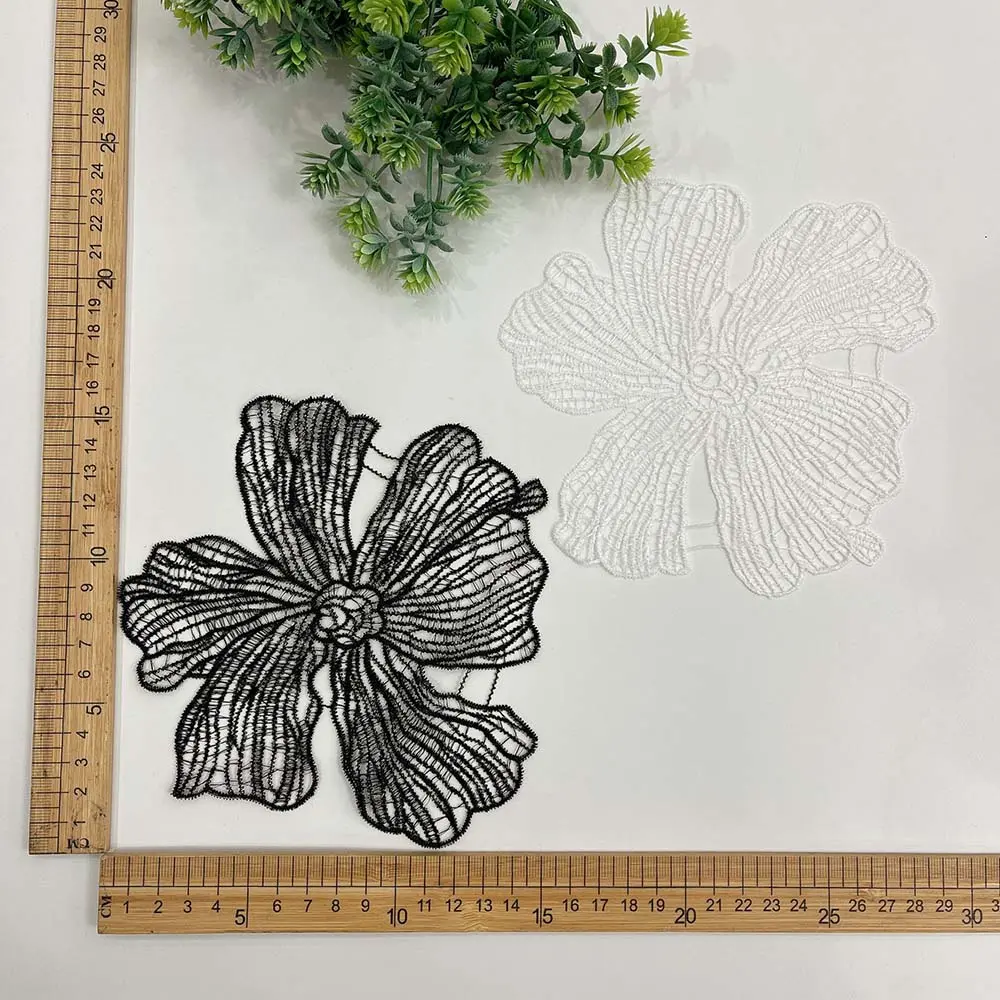 5PcsWhite Flower Lace Embroidery Patches For Clothing Handmade Diy Sew on Appliques Repair