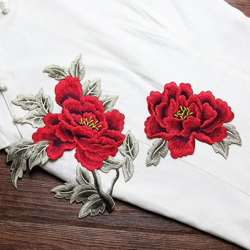 1 Pair Flowers Embroidery Appliques Clothes Patch DIY Sewing Clothing Decoration Repair