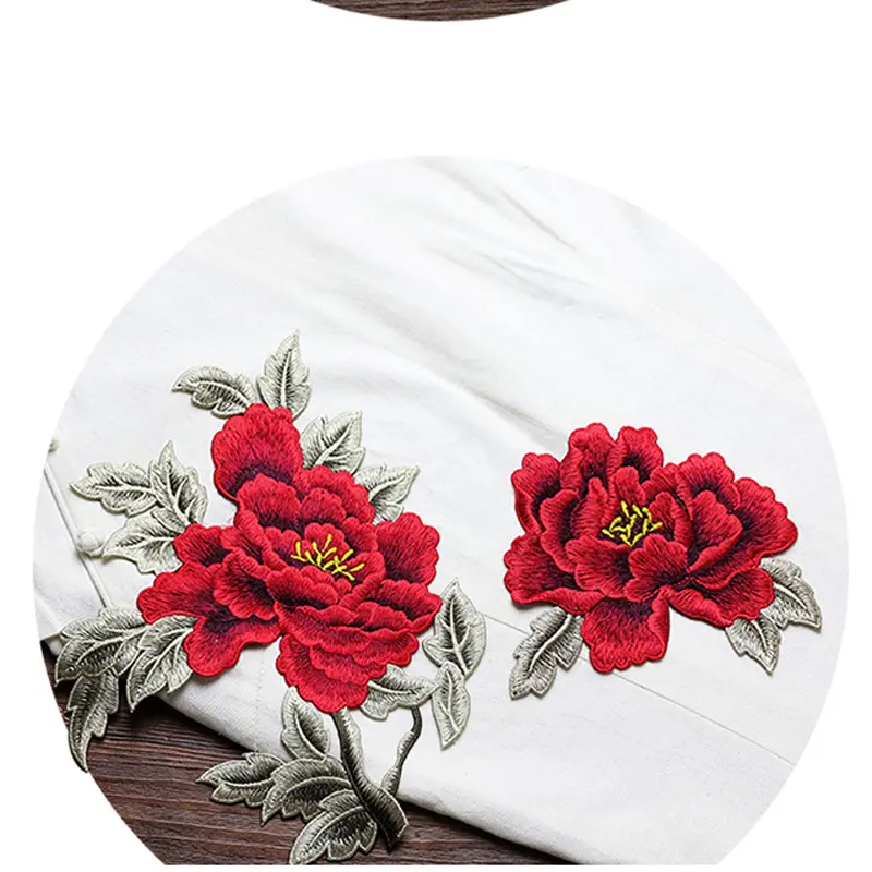 1 Pair Flowers Embroidery Appliques Clothes Patch DIY Sewing Clothing Decoration Repair