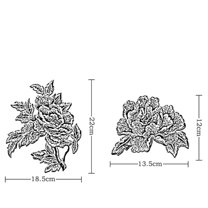 1 Pair Flowers Embroidery Appliques Clothes Patch DIY Sewing Clothing Decoration Repair