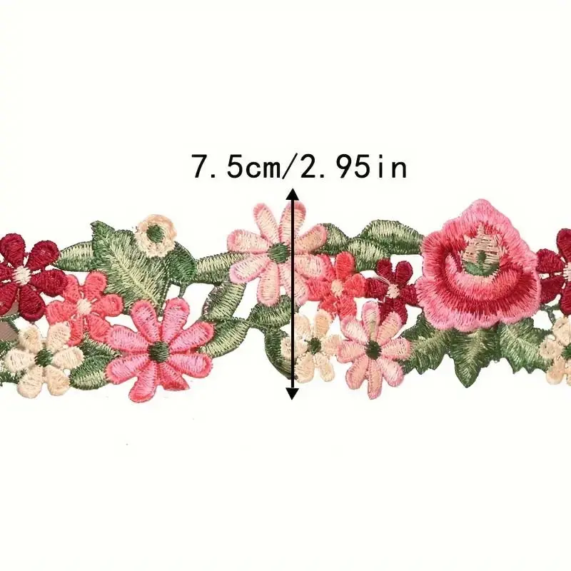 1 Yard Colorful Water-Soluble Lace Embroidery DIY Ethnic Style Clothing Collar Accessories 7.5CM Wide