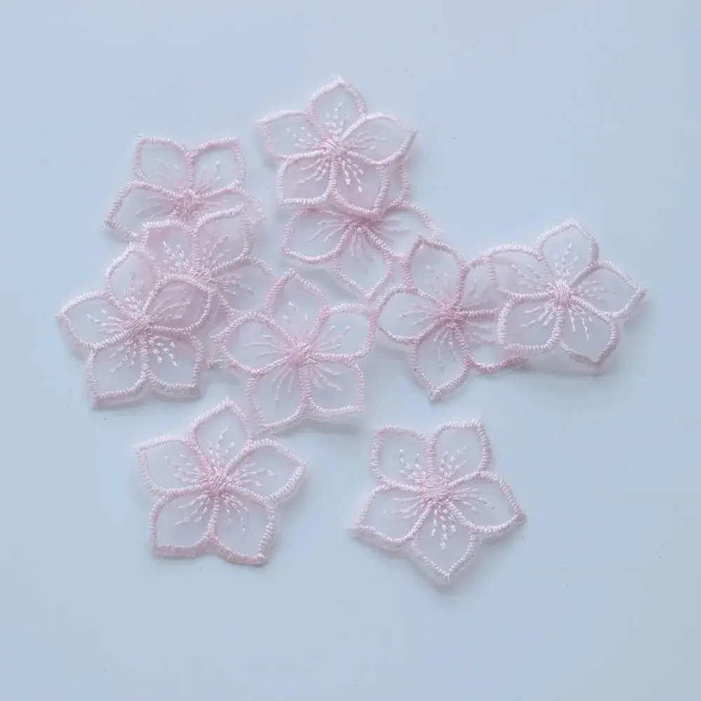 10Pcs/bag  Mini Organza Flower Embroidery Patches, Decorative Lace Flower Stickers 3 CM