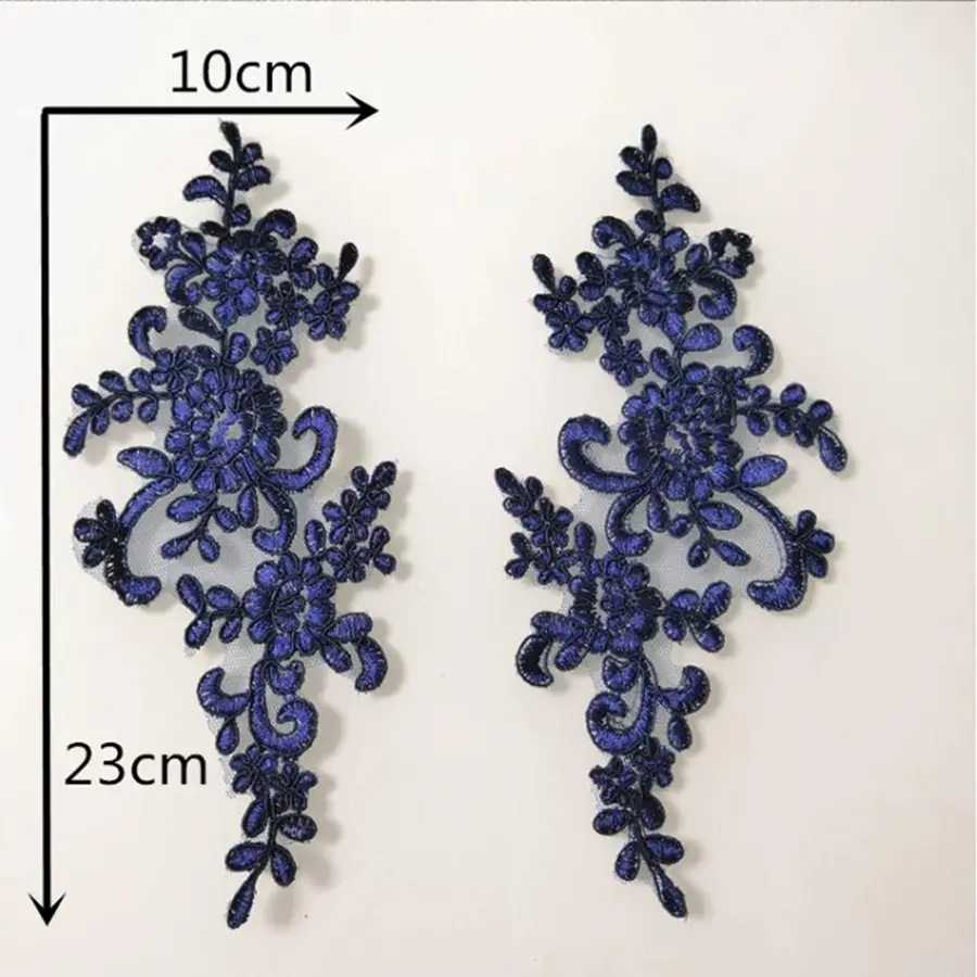 1 Pair Flower Venice Glitter Lace Applique Sewing Patch Repair