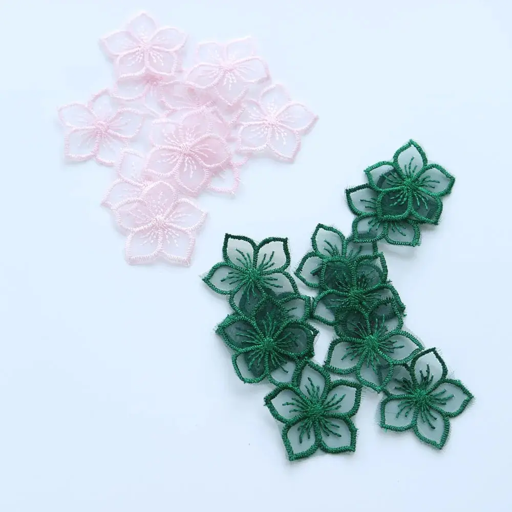 10Pcs/bag  Mini Organza Flower Embroidery Patches, Decorative Lace Flower Stickers 3 CM