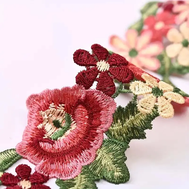 1 Yard Colorful Water-Soluble Lace Embroidery DIY Ethnic Style Clothing Collar Accessories 7.5CM Wide