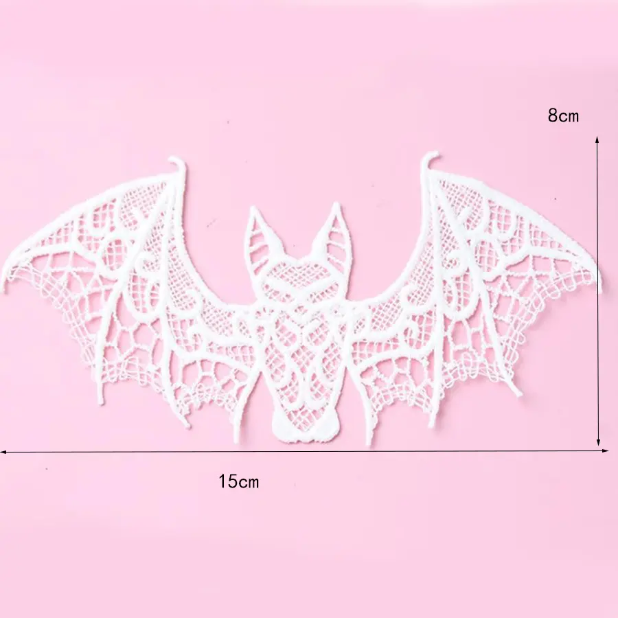 1Pc Black and White Halloween Horror Embroidery Bat Patch DIY Clothing Repair 15*8CM