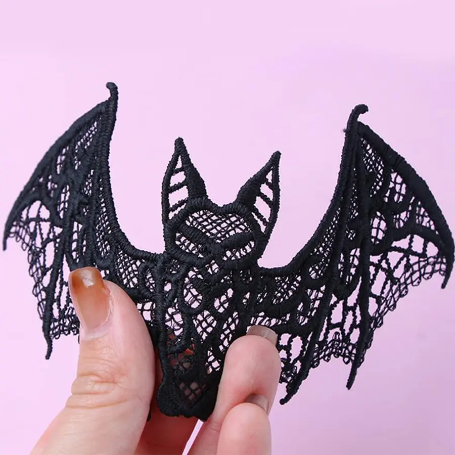1Pc Black and White Halloween Horror Embroidery Bat Patch DIY Clothing Repair 15*8CM