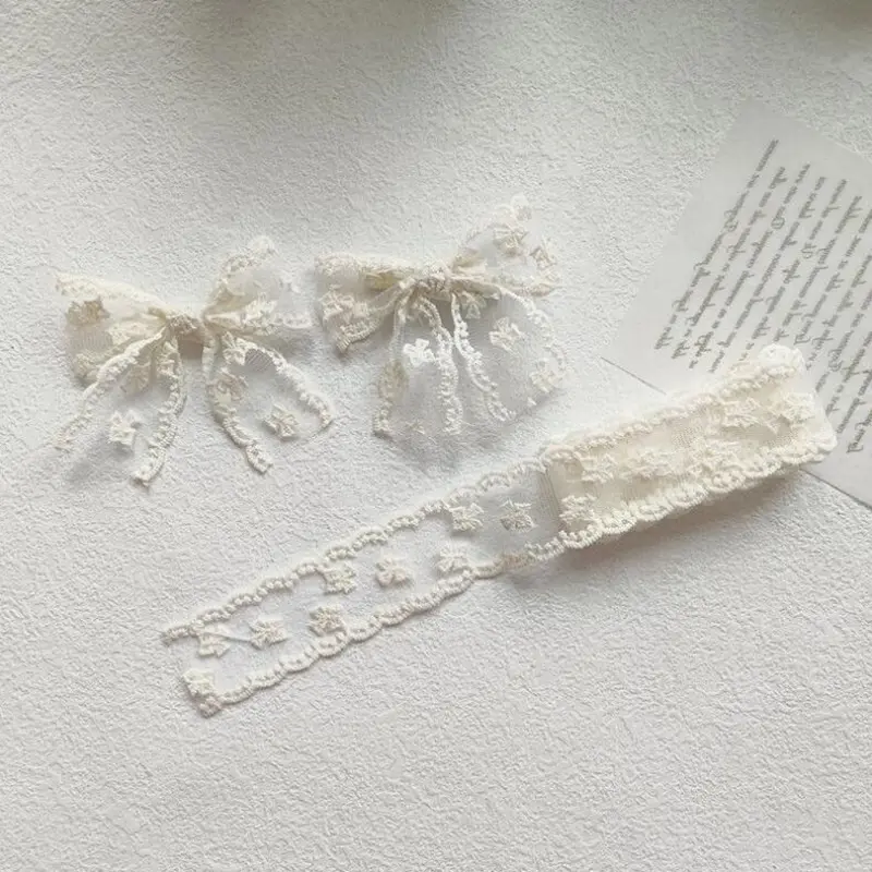 2Yards Flowers Embroidery Wavy Edge Lace Ribbon Hair DIY Headwear Bow Crafts Sewing 40MM