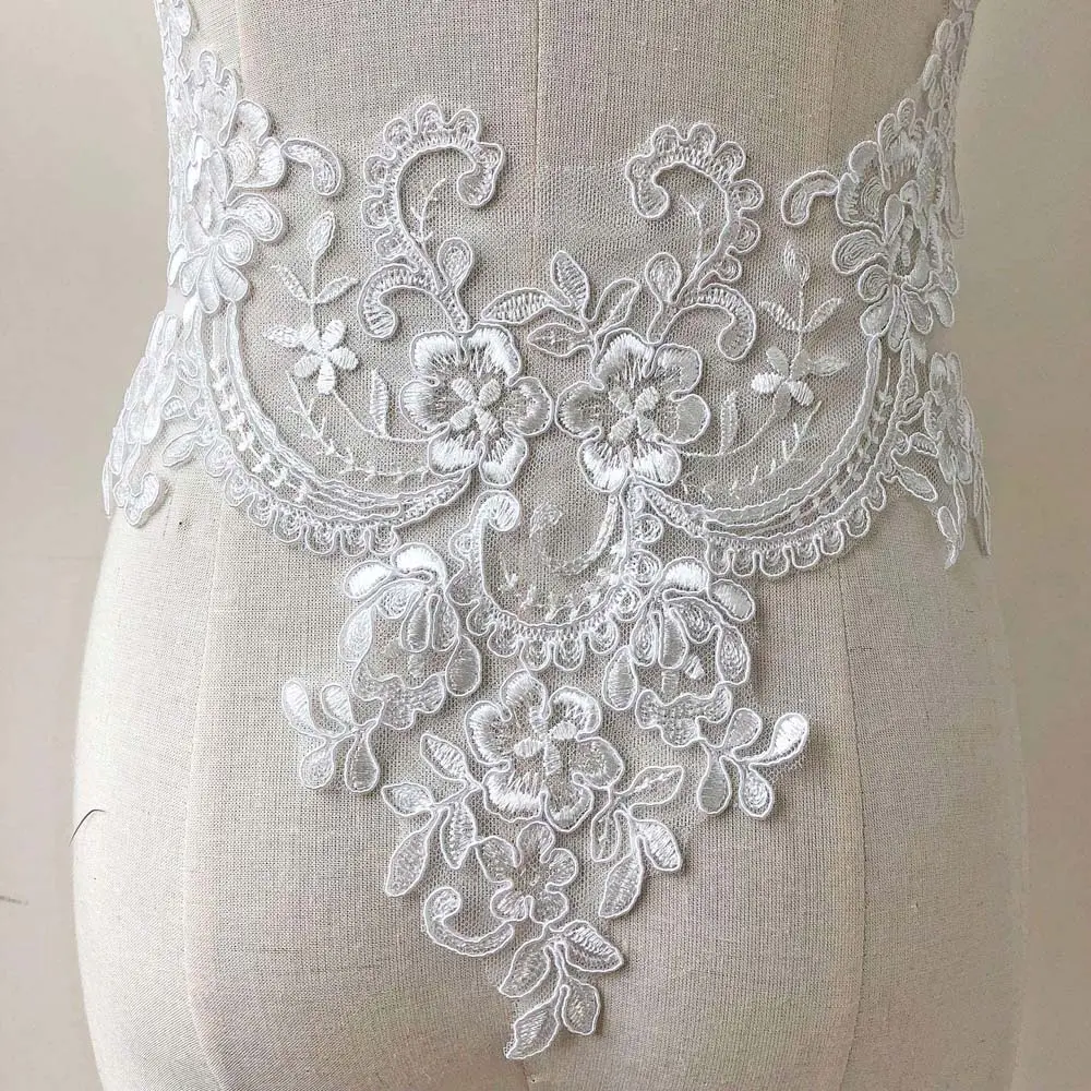 White Car Bone Embroidery Hollowed Out Neckline Collar DIY sewing Decoration Lace Fabric  Accessories