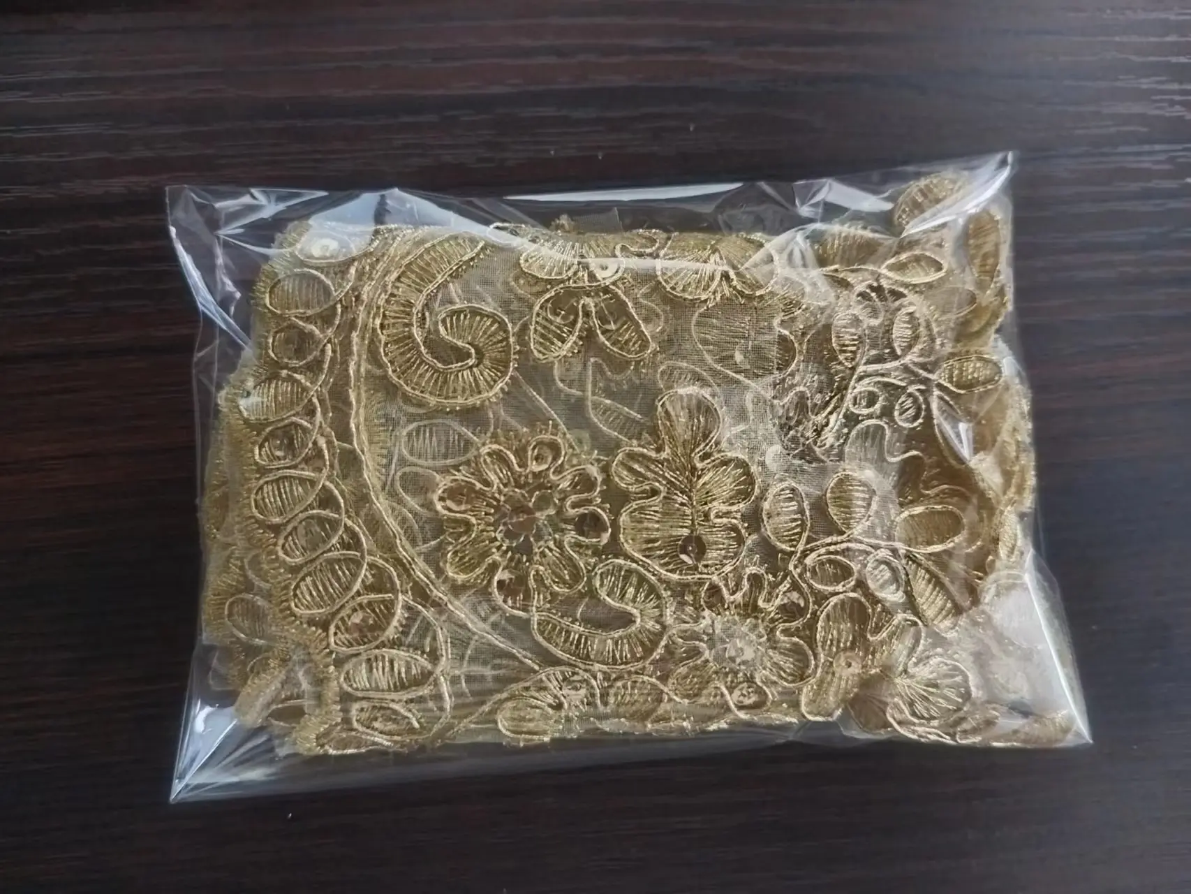 1Yard Gold Lace Embroidery Fabric Dress With Sequin Border DIY Clothing Accessories 12cm Wide