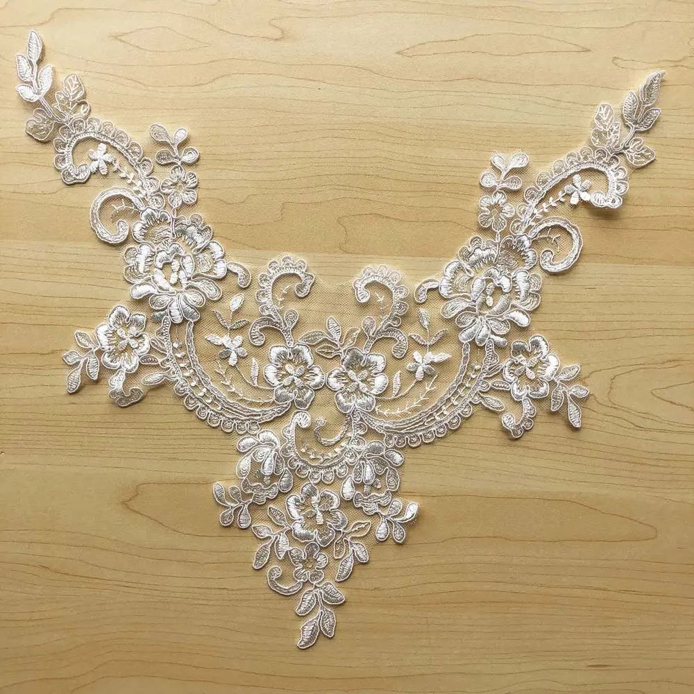 White Car Bone Embroidery Hollowed Out Neckline Collar DIY sewing Decoration Lace Fabric  Accessories