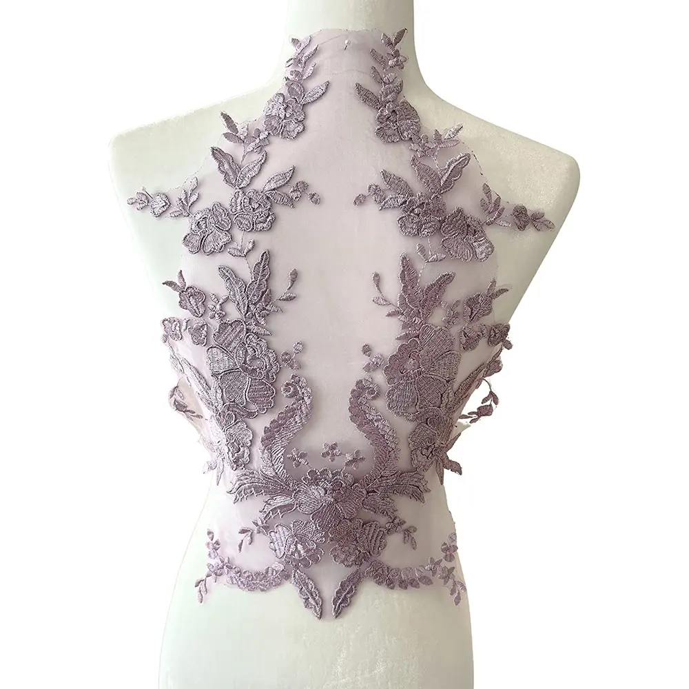 1 Pcs Handmade Bead Wedding Dress Decal Lace Fabric DIY Wedding Dress Clothing Decoration Patch 25*40CM