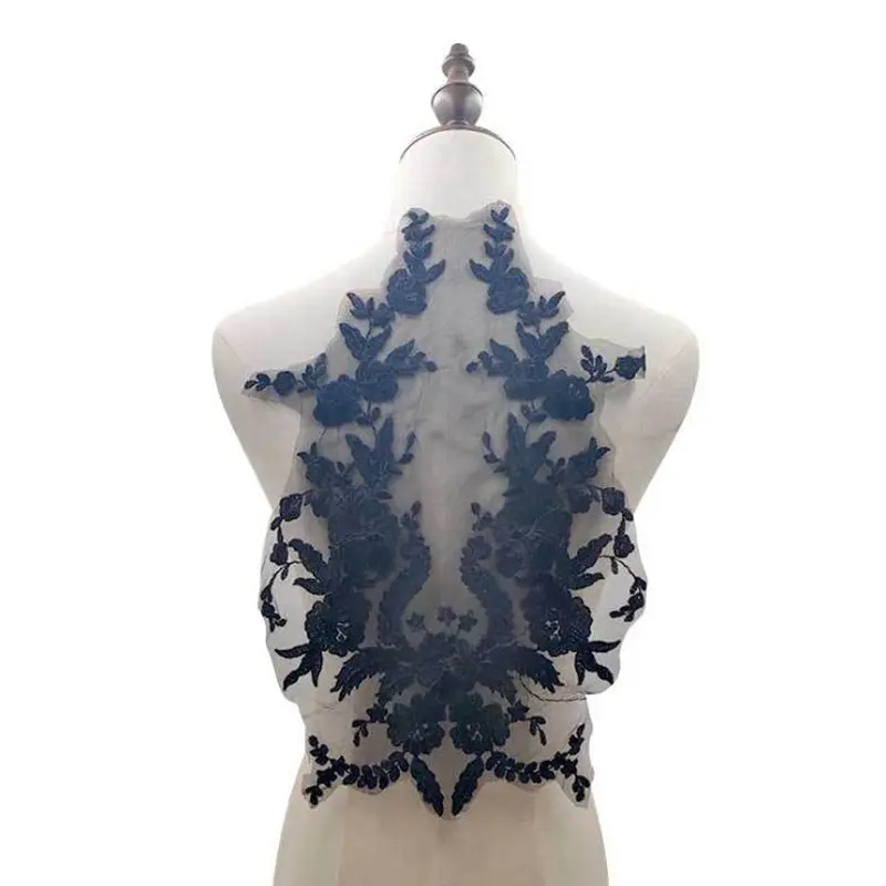 1 Pcs Handmade Bead Wedding Dress Decal Lace Fabric DIY Wedding Dress Clothing Decoration Patch 25*40CM
