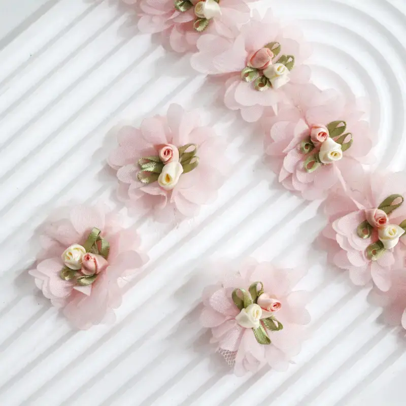 10Pcs/Lot Handmade Chiffon Flower Lace Accessories for DIY Wedding Decoration