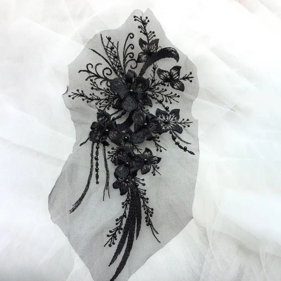 1Pcs Multi-Color Embroidery Patches Decal DIY Craft Flower For Wedding Dress Evening Skirt Accessory Decor Sew On Patch Crafts