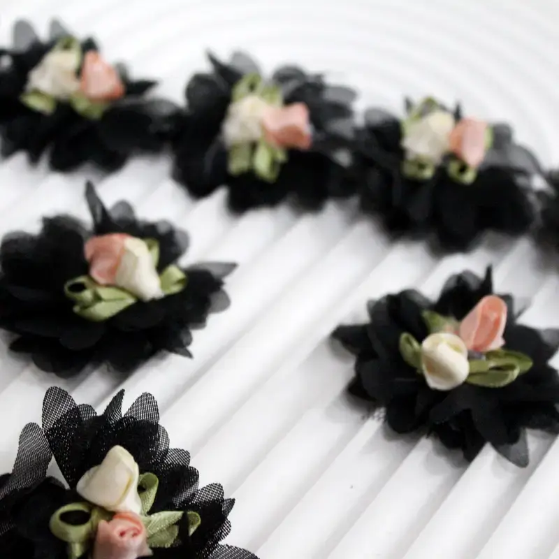 10Pcs/Lot Handmade Chiffon Flower Lace Accessories for DIY Wedding Decoration