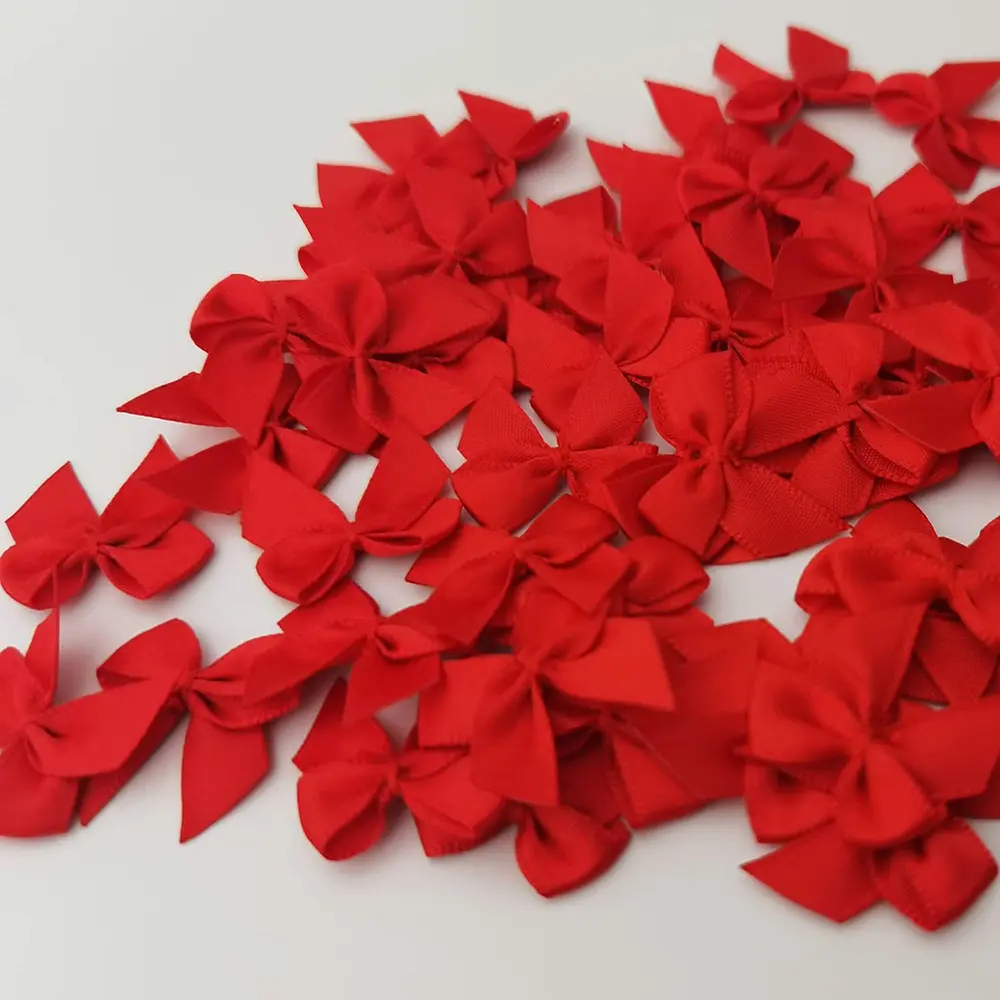 100Pcs Handmade Ribbon Bow Flower Thread Tie  Wedding Bow Flower DIY Craft Decoration Festival Clothing Accessories 2.54CM Wide