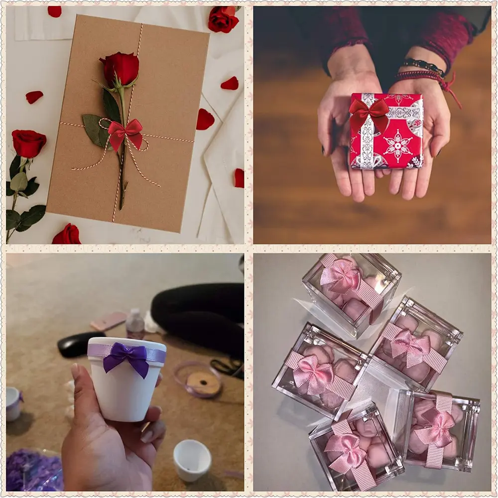 100Pcs Handmade Ribbon Bow Flower Thread Tie  Wedding Bow Flower DIY Craft Decoration Festival Clothing Accessories 2.54CM Wide
