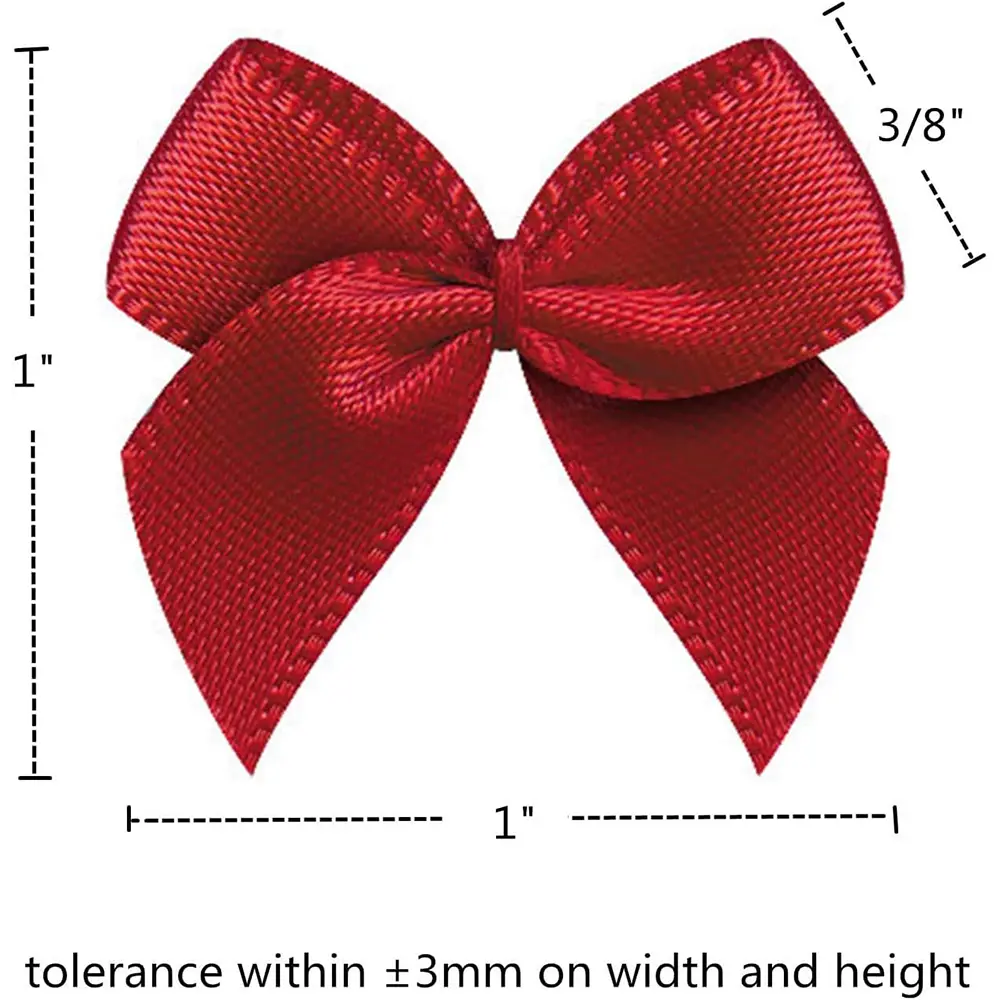 100Pcs Handmade Ribbon Bow Flower Thread Tie  Wedding Bow Flower DIY Craft Decoration Festival Clothing Accessories 2.54CM Wide