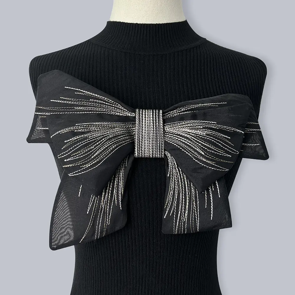 Big Chiffon Bow Brooch Pins Fashion Clothing Party Decoration Handmade Brooch Anti Glare Collar Clothes Accessories 24CM X 27CM