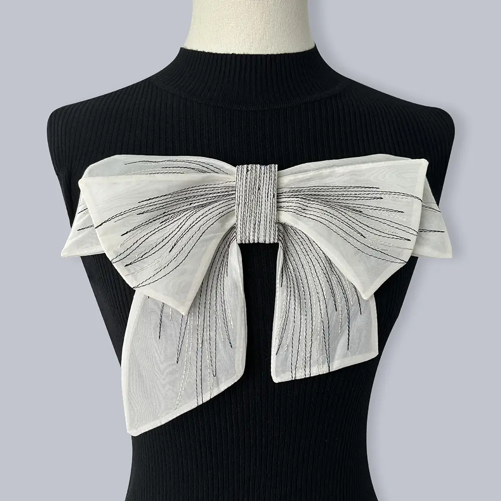 Big Chiffon Bow Brooch Pins Fashion Clothing Party Decoration Handmade Brooch Anti Glare Collar Clothes Accessories 24CM X 27CM