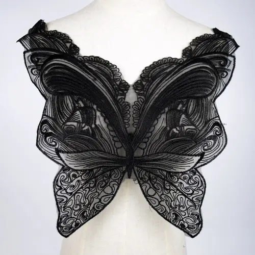 Black Flower Leaf Embroidery Collar Venise Lace Flowers Neckline Collar Applique Trim and Lace fabric sewing supplies