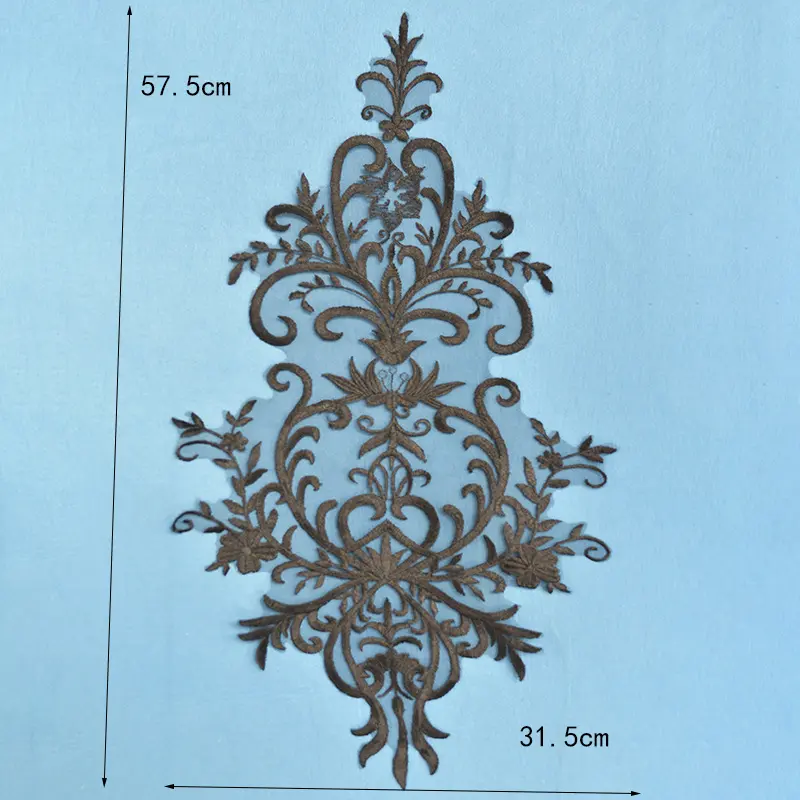 1 Piece of Black And White Embroidered Lace Fabric DIY Clothing Accessory Decorative Patch 57.5 * 31.5CM