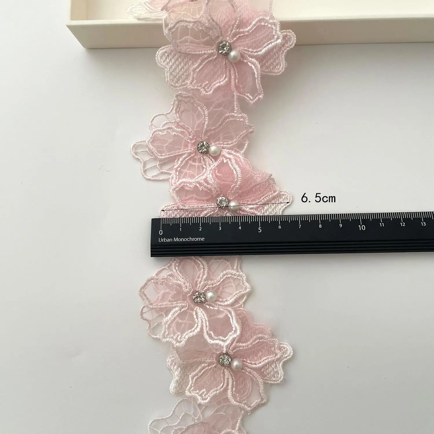 1Yard Multi-Color Pearl Flower Embroidery Lace Fabric Trim DIY Clothing Wedding Decoration Home Sewing Supplies Applique