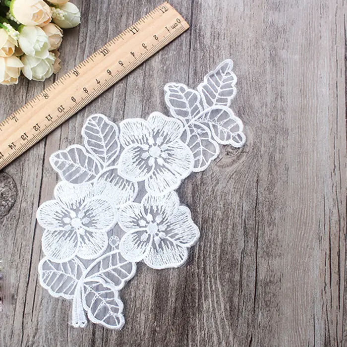 1Pc Black Flower Sewing Motif Venise Lace Applique for Garment Embroidery Lace Patch 20*10.8CM