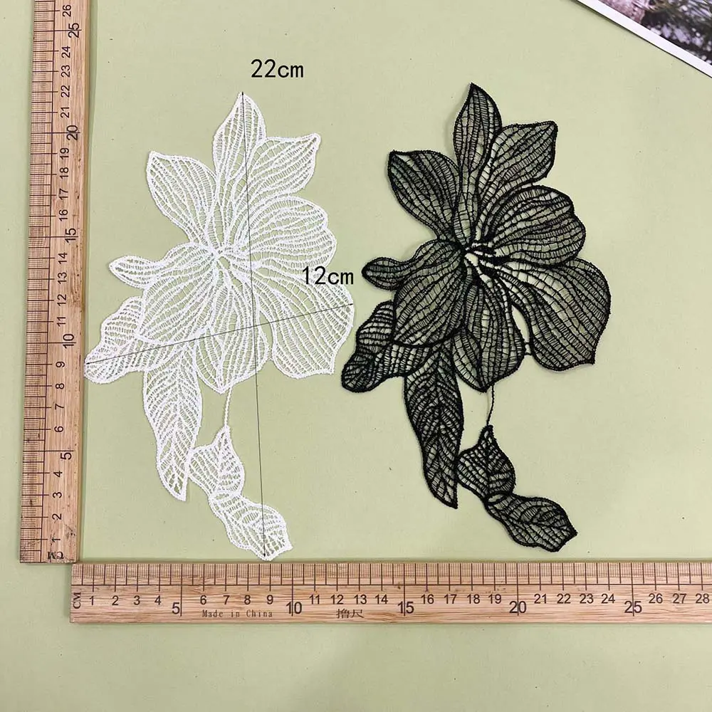 5Pcs White Flower Patches DIY Craft Sewing Sew-On Wedding Dress Women's Party Clothes Decoration