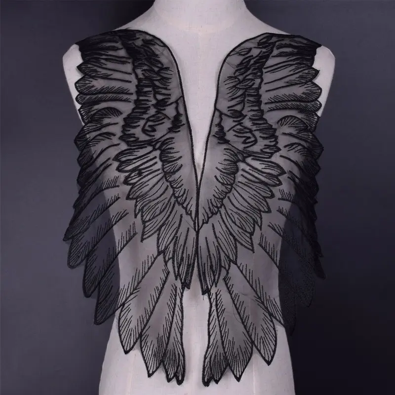 1 Pair Angel Wings Feather Patches Applique for Clothes Garment Dress Decoration Sewing Craft DIY Accessory