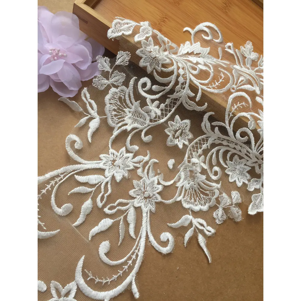 1Pc Gold Thread Lace Applique Handmade Flower Patch Bride Wedding Dress DIY Repair Accessories 42*27CM