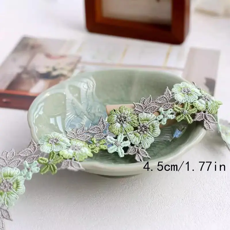 1 Yard Pink Purple Green Fluorescent Embroidery Rose Lace Various DIYSkirts Bras Clothing Accessories 4.5CM Wide