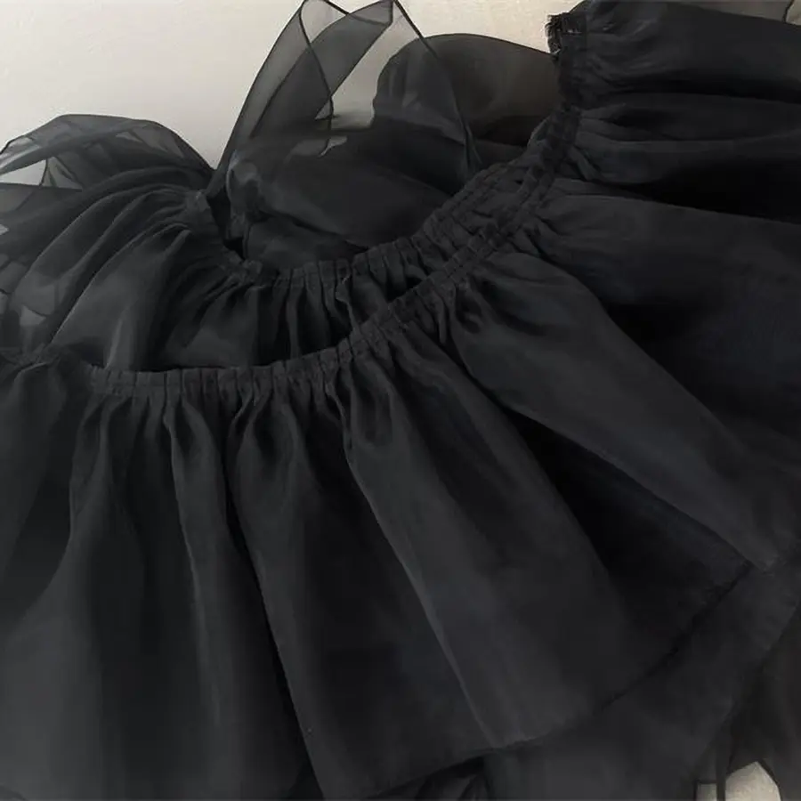 1 Yard Black White Organza Lace Fabric  Pleated Waves And Three-Dimensional  For Clothing Home Trimming Accessories Sew Applique
