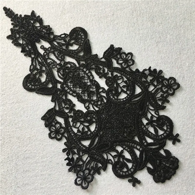 1 Piece Black Flowers Patches Garment Applique Embroidery DIY Wedding Dress Sewing Clothing Repair Accessories
