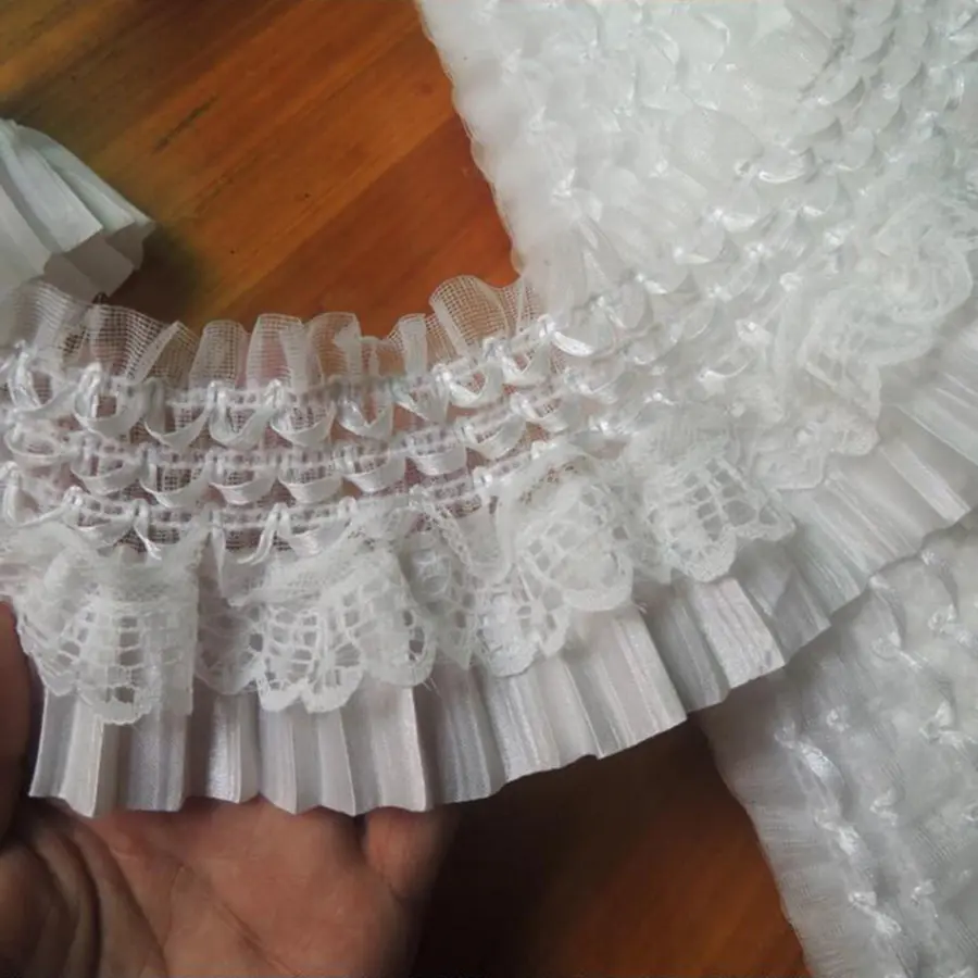 1Yard Elastic Lace Fabric  DIY Sewing Applique Ruffle Craft Decoration 7CM Wide
