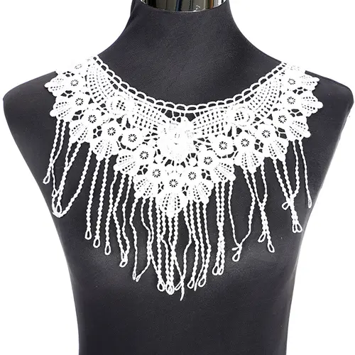 1 PC Exquisite Embroidery Venise Neckline Lace Large Lace Collar Costume Dress Fine Applique Motif Dress Trim trimming