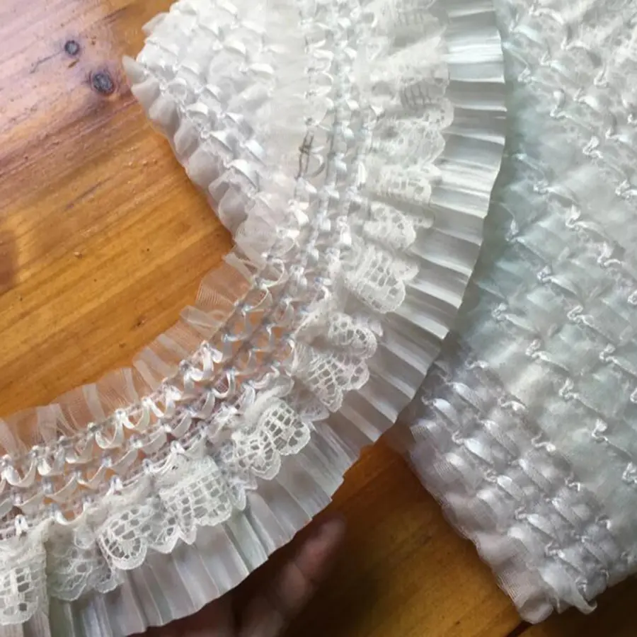 1Yard Elastic Lace Fabric  DIY Sewing Applique Ruffle Craft Decoration 7CM Wide