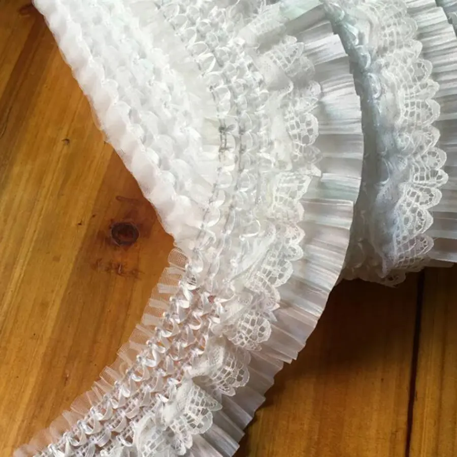 1Yard Elastic Lace Fabric  DIY Sewing Applique Ruffle Craft Decoration 7CM Wide