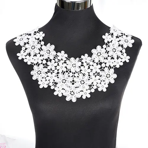 1 PC Exquisite Embroidery Venise Neckline Lace Large Lace Collar Costume Dress Fine Applique Motif Dress Trim trimming