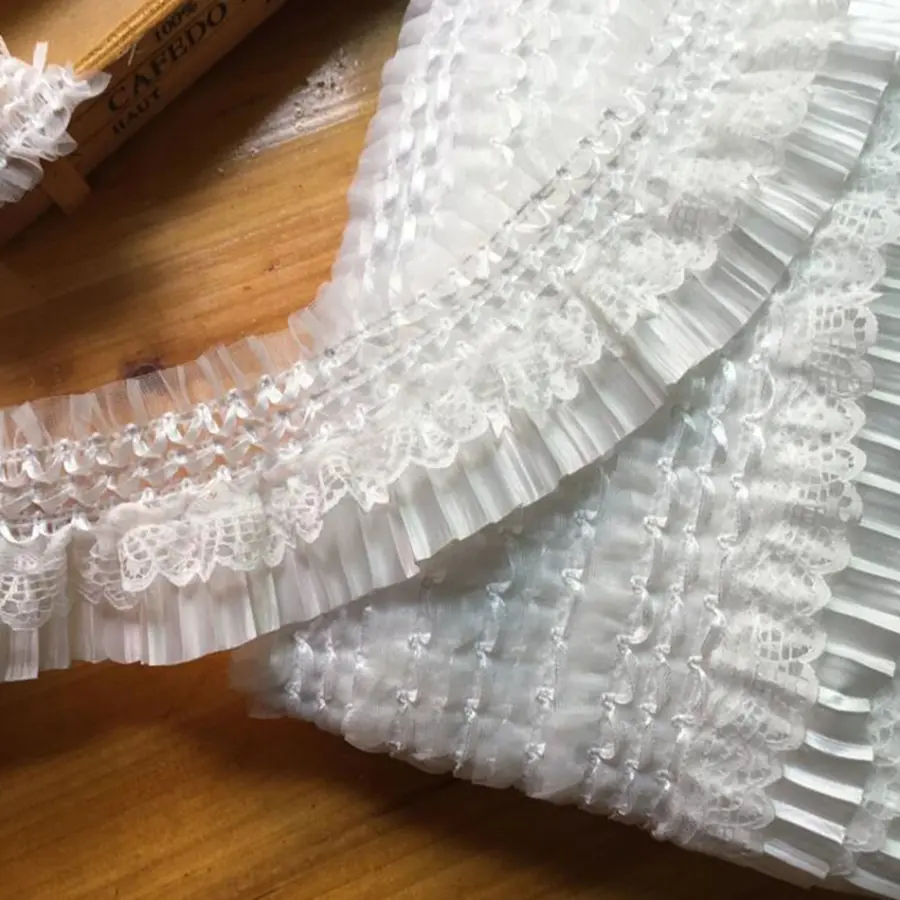 1Yard Elastic Lace Fabric  DIY Sewing Applique Ruffle Craft Decoration 7CM Wide