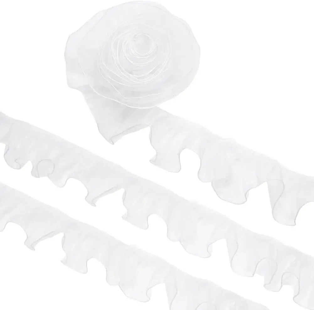 1 Yard White Black Embroidery Wave Lace Fabric Headdress Bags Accessory Handmade Sewing Trim DIY Crafts Gift Decoration