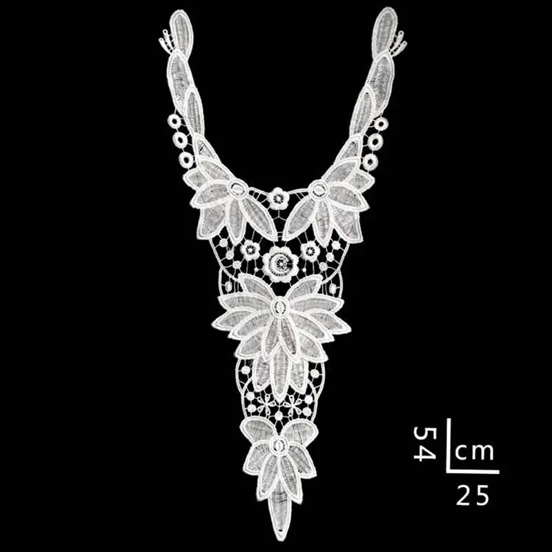 1 Pcs Neckline Collar Flower Embroidery Patch For Evening Dress Clothing Handmade Sew On Patches DIY Lace Fabric Crafts Applique