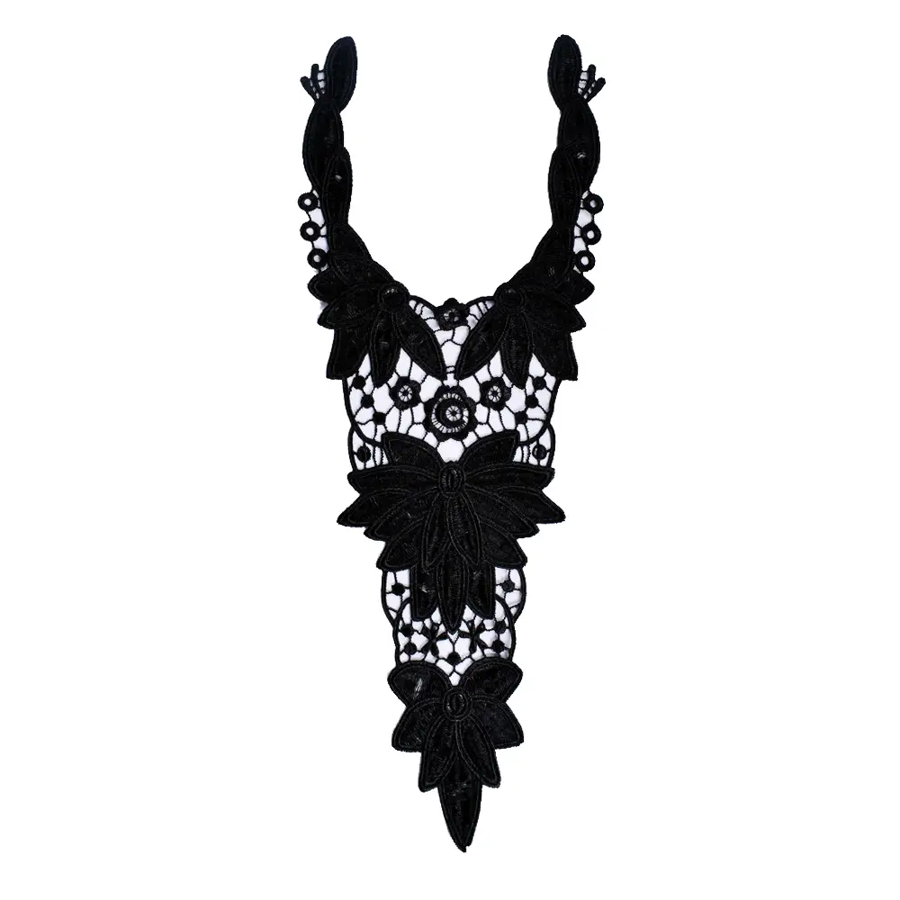 1 Pcs Neckline Collar Flower Embroidery Patch For Evening Dress Clothing Handmade Sew On Patches DIY Lace Fabric Crafts Applique