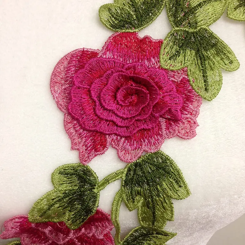 1 PC Embroidery Rose Flower Sew On Patch Dress Hat Bag Jeans Applique Crafts Clothing