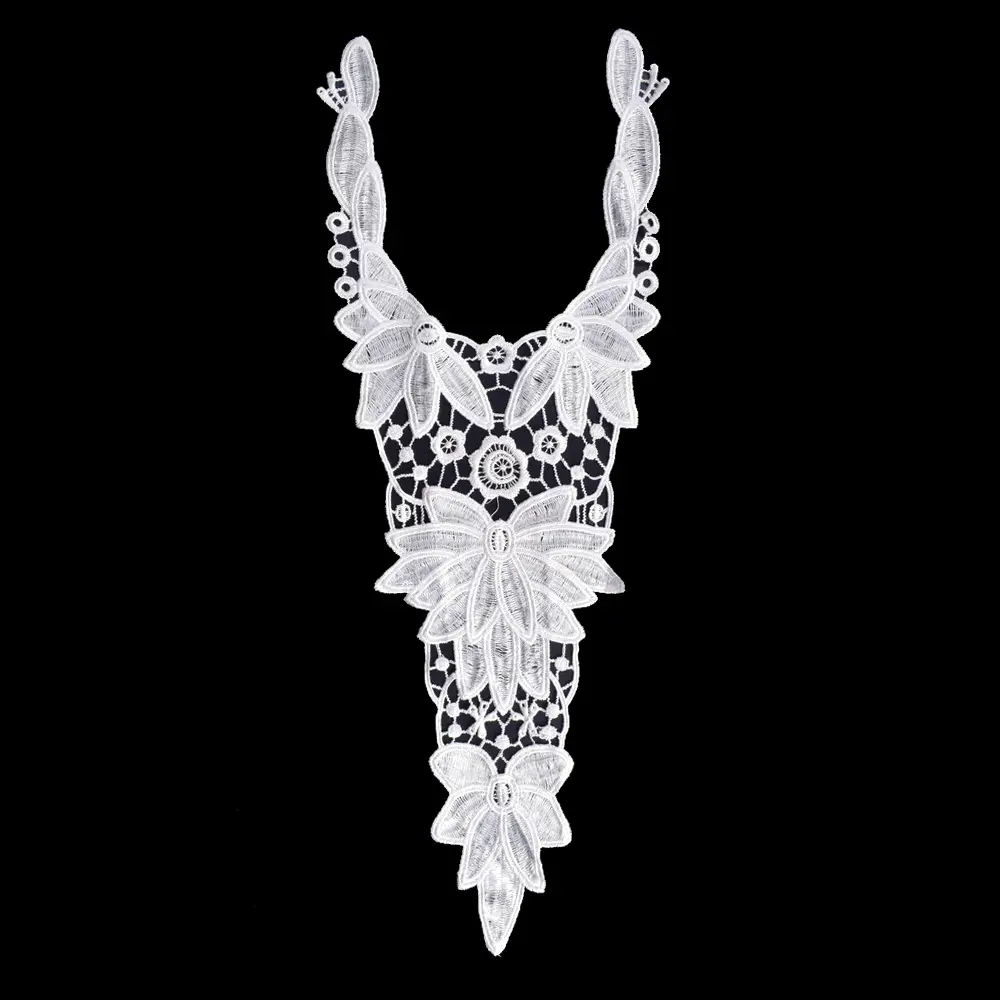 1 Pcs Neckline Collar Flower Embroidery Patch For Evening Dress Clothing Handmade Sew On Patches DIY Lace Fabric Crafts Applique