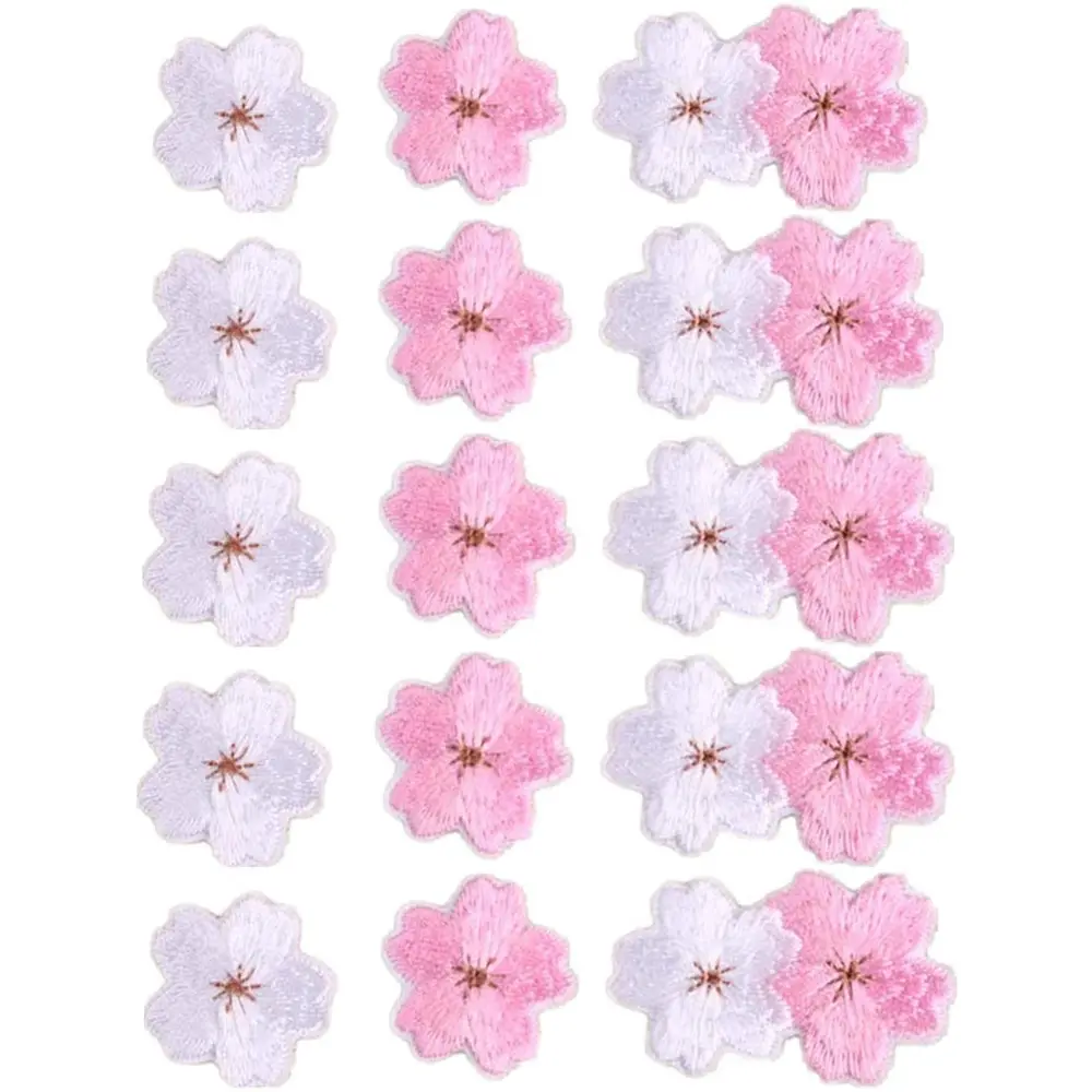 10PCS Cheap Small Cherry Flower Patches Clothing Embroidery Iron On Applique For Kids Bags Dress Fabric Stickers