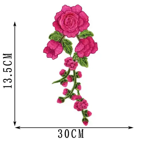 1 PC Embroidery Rose Flower Sew On Patch Dress Hat Bag Jeans Applique Crafts Clothing