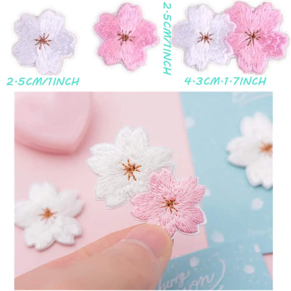 10PCS Cheap Small Cherry Flower Patches Clothing Embroidery Iron On Applique For Kids Bags Dress Fabric Stickers